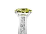 Solitaire Engagement Ring Setting for Fancy Yellow Oval Center with Princess Cut Channel Band and Prong Head in White Gold