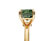 Minimalist Solitaire Engagement Ring Setting for Fancy Green Cushion Cut Center with Thin Band and Prong Head in Yellow Gold