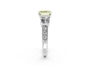 Channel-Set Engagement Ring Setting for Fancy Yellow Asscher Cut Center with Baguette Band and Prong Head in Platinum