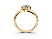 Tension Engagement Ring Setting for Heart-Shaped Center with Wide Flat Band and Tension Head in Yellow Gold