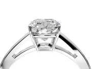 Solitaire Engagement Ring Setting for Cushion Cut Center with Open Cathedral Shoulders and Prong Head in Sterling Silver