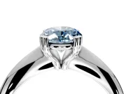 Solitaire Engagement Ring Setting for Fancy Blue Oval Center with Reverse Tapered Band and Prong Head in Sterling Silver