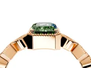 Milgrain Bezel Engagement Ring Setting for Fancy Green Emerald Cut Center with Marquise Stations and Bezel Head in Rose Gold