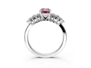 Cluster Engagement Ring Setting for Fancy Pink Emerald Cut Center with 2-Row Shoulder Clusters and Prong Head in White Gold