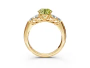 Cluster Engagement Ring Setting for Fancy Yellow Round Cut Center with Round Cut Accent Frame and Prong Head in Yellow Gold