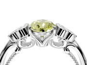 Cluster Engagement Ring Setting for Fancy Yellow Pear-Shaped Center with Bezel Accent Clusters and Prong Head in Sterling Silver