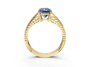 Split Shank Engagement Ring Setting for Fancy Blue Radiant Cut Center with Pave Split Shank and Prong Head in Yellow Gold
