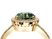 Halo Engagement Ring Setting for Fancy Green Round Cut Center with Inner Milgrain Border and Prong Head in Yellow Gold