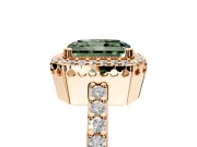 Halo Engagement Ring Setting for Fancy Green Radiant Cut Center with Inner Milgrain Border and Prong Head in Rose Gold