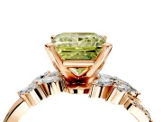 Solitaire Engagement Ring Setting for Fancy Yellow Princess Cut Center with Marquise Accent Twist Band and Prong Head in Rose Gold