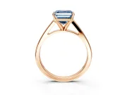Solitaire Engagement Ring Setting for Fancy Blue Asscher Cut Center with Tapered Split Shoulders and Prong Head in Rose Gold
