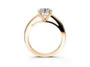 Solitaire Engagement Ring Setting for Round Cut Center with Flat-Sided Plain Band and Prong Head in Rose Gold