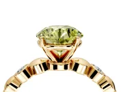 Solitaire Engagement Ring Setting for Fancy Yellow Round Cut Center with Beaded Bezel Station Band and Prong Head in Yellow Gold