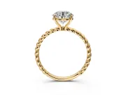 Solitaire Engagement Ring Setting for Round Cut Center with Plain Twisted Rope Band and Prong Head in Yellow Gold