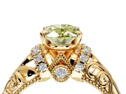 Solitaire Engagement Ring Setting for Fancy Yellow Oval Center with Filigree Accent Basket and Prong Head in Yellow Gold