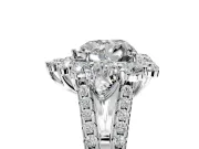 Halo Engagement Ring Setting for Heart-Shaped Center with Two-Strand Split Shank and Prong Head in Sterling Silver