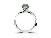 Solitaire Engagement Ring Setting for Fancy Green Cushion Cut Center with Pave and Plain Crossover Band and Prong Head in Sterling Silver