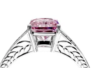 Split Shank Engagement Ring Setting for Fancy Pink Radiant Cut Center with Pave Split Shank and Prong Head in Sterling Silver