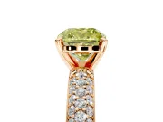 Solitaire Engagement Ring Setting for Fancy Yellow Cushion Cut Center with Domed Multi-Row Pave Band and Prong Head in Rose Gold