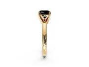 Solitaire Engagement Ring Setting for Fancy Black Cushion Cut Center with Wire Band and Prong Head in Yellow Gold