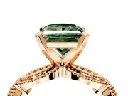 Solitaire Engagement Ring Setting for Fancy Green Princess Cut Center with Marquise Panel Band and Prong Head in Rose Gold