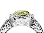 Milgrain Halo Engagement Ring Setting for Fancy Yellow Heart-Shaped Center with Pave Band and Prong Head in Platinum