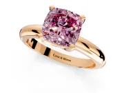 Solitaire Engagement Ring Setting for Fancy Pink Cushion Cut Center with Wire Band and Prong Head in Rose Gold