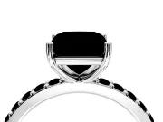 Solitaire Engagement Ring Setting for Fancy Blue Princess Cut Center with Round Cut Pave Band and Prong Head in Platinum