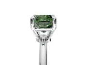 Minimalist Solitaire Engagement Ring Setting for Fancy Green Cushion Cut Center with Thin Band and Prong Head in Platinum