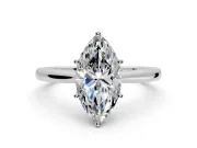 Solitaire Engagement Ring Setting for Marquise Center with Narrow Cathedral Band and Prong Head in Sterling Silver