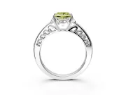 Floral Engagement Ring Setting for Fancy Yellow Princess Cut Center with Four Accent Clusters and Prong Head in Platinum