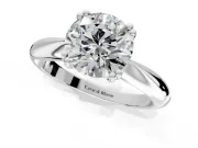 Solitaire Engagement Ring Setting for Round Cut Center with Reverse Tapered Band and Prong Head in White Gold