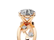 Solitaire Engagement Ring Setting for Round Cut Center with Criss-Cross Accent Band and Prong Head in Rose Gold