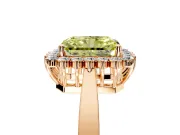 Starburst Halo Engagement Ring Setting for Fancy Yellow Radiant Cut Center with Flat Cathedral Band and Prong Head in Rose Gold