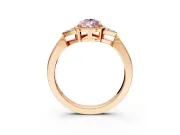 Cluster Engagement Ring Setting for Fancy Pink Pear-Shaped Center with Milgrain Shoulder Clusters and Prong Head in Rose Gold