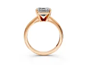 Solitaire Engagement Ring Setting for Asscher Cut Center with Knife Ridge Band and Claw Prong Head in Rose Gold