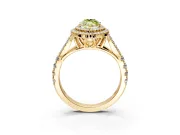 Double Halo Engagement Ring Setting for Fancy Yellow Marquise Center with Narrow Pave Split Shank and Prong Head in Yellow Gold