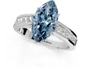 Solitaire Engagement Ring Setting for Fancy Blue Marquise Center with Princess Cut Channel Band and Prong Head in White Gold