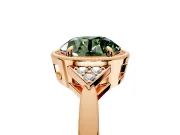 Cluster Engagement Ring Setting for Fancy Green Round Cut Center with Milgrain Shoulder Clusters and Prong Head in Rose Gold