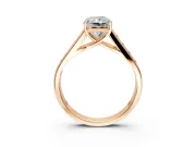 Solitaire Engagement Ring Setting for Radiant Cut Center with Round Cut Channel Band and Prong Head in Rose Gold