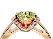 Solitaire Engagement Ring Setting for Fancy Yellow Round Cut Center with Wide Band, Pave Collar and Prong Head in Rose Gold