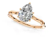 Solitaire Engagement Ring Setting for Pear-Shaped Center with Bamboo Band and Prong Head in Rose Gold