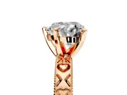 Solitaire Engagement Ring Setting for Heart-Shaped Center with XO Engraved Band and Prong Head in Rose Gold