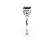 Leaf Cluster Engagement Ring Setting for Fancy Green Emerald Cut Center with Marquise Accents and Prong Head in Sterling Silver