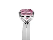 Solitaire Engagement Ring Setting for Fancy Pink Cushion Cut Center with Wide Knife Ridge Band and Prong Head in White Gold