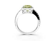 Accent Halo Engagement Ring Setting for Fancy Yellow Princess Cut Center with Full-Length Pave Band and Prong Head in Platinum