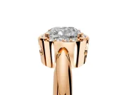 Halo Engagement Ring Setting for Cushion Cut Center with Tapered Plain Band and Prong Head in Rose Gold