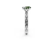 Solitaire Engagement Ring Setting for Fancy Green Oval Center with Scrollwork Band and Prong Head in Sterling Silver