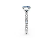 Solitaire Engagement Ring Setting for Fancy Blue Radiant Cut Center with Fine Pave Band and Claw Prong Head in Platinum