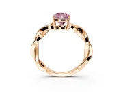 Solitaire Engagement Ring Setting for Fancy Pink Cushion Cut Center with Twisted Pave Band and Prong Head in Rose Gold